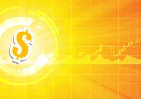 Vector : Dollar sign with business graph on orange background Stock Illustration