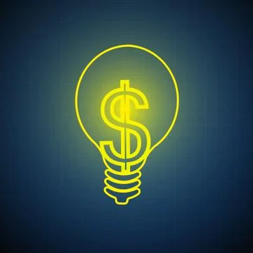 Vector : Dollar sign in light bulb on blue background Stock Illustration