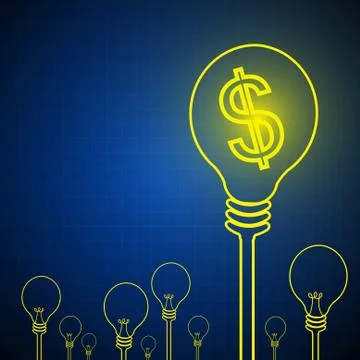 Vector : Dollar sign in light bulb on blue background Stock Illustration