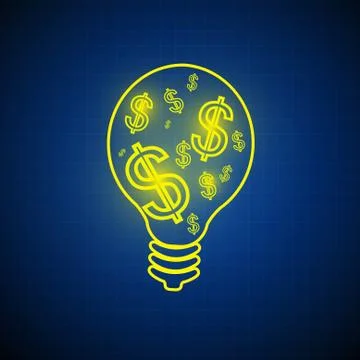 Vector : Dollar sign in light bulb on blue background Stock Illustration