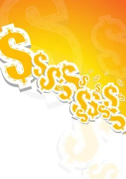 Vector : Dollar sign on orange and white background Illustrazione stock
