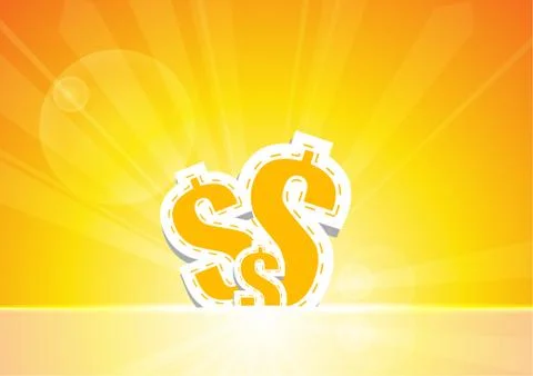 Vector : Dollar sign on orange background Stock Illustration