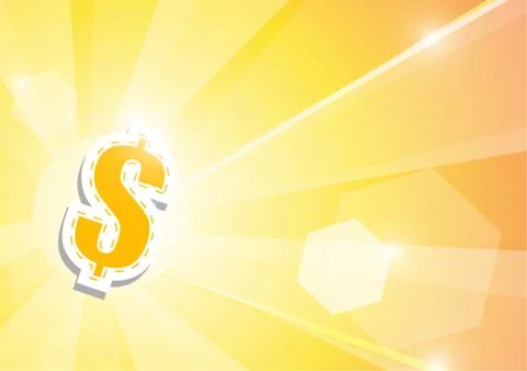 Vector : Dollar signs and len flare on orange background Stock Illustration