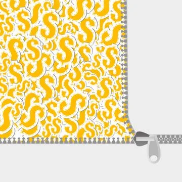 Vector : Dollar signs with zipper on white background Stock Illustration