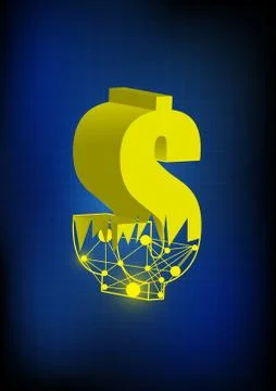 Vector : Dollar symbol and circle network inside Stock Illustration