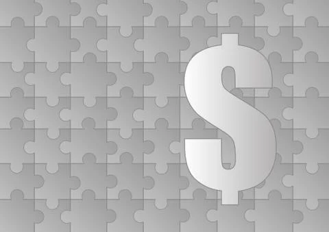 Vector : Dollar symbol on jigsaw background Stock Illustration