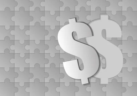 Vector : Dollar symbol on jigsaw background Stock Illustration