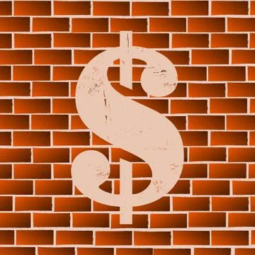 Vector : Dollar symbol paint on brick wall Stock Illustration