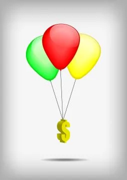 Vector : Dollar symbol with red gren yellow balloons Stock Illustration