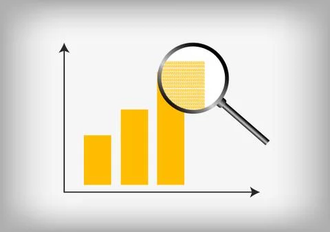 Vector : Dollars in bar chart with magnifier Stock Illustration