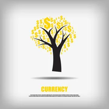 Vector : Dollars currency symbol tree business background Stock Illustration