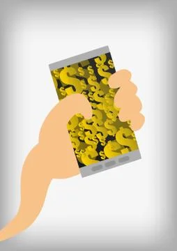 Vector : Dollars in smartphone business concept Stock Illustration