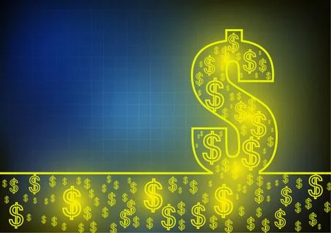 Vector : Dollars symbol on blue background Stock Illustration