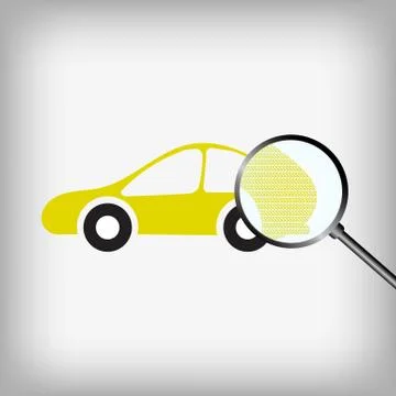 Vector : Dollars symbol inside car and magnifier Stock Illustration