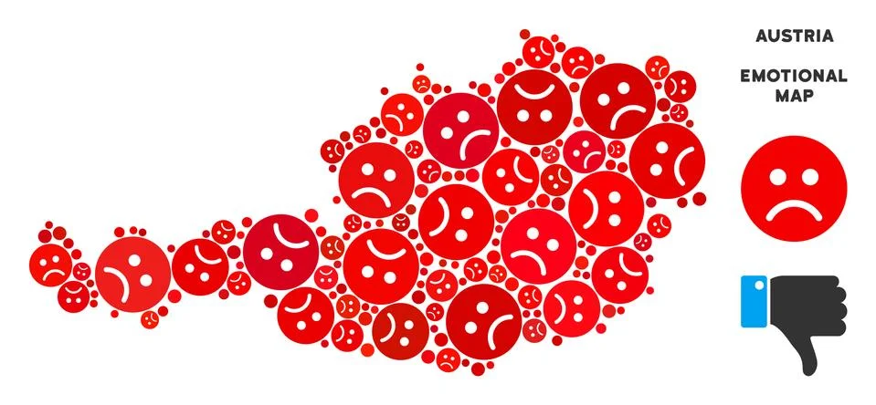 Vector Dolor Austria Map Collage of Sad Smileys 스톡 일러스트