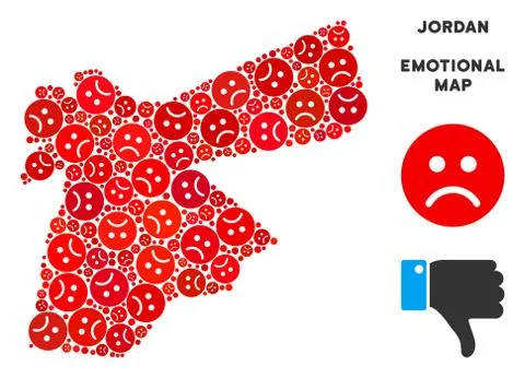 Vector Dolor Jordan Map Collage of Sad Smileys Stock Illustration