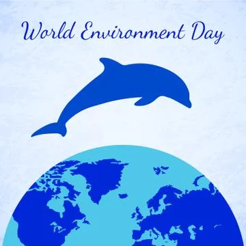 Vector Dolphin and Earth. World Environment Day Stock Illustration