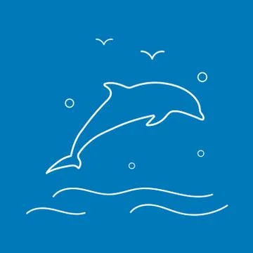 Vector Dolphin Line Icon. Stock Illustration