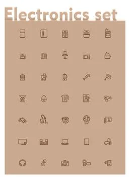Vector domestic electronics icon set Stock Illustration