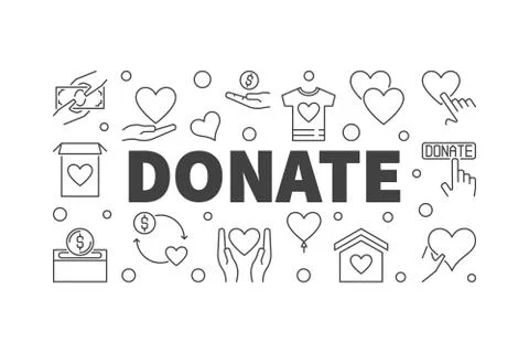 Vector donate outline horizontal banner or illustration Stock Illustration