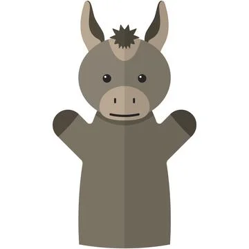 Vector donkey hand puppet doll for theatre show Stock Illustration