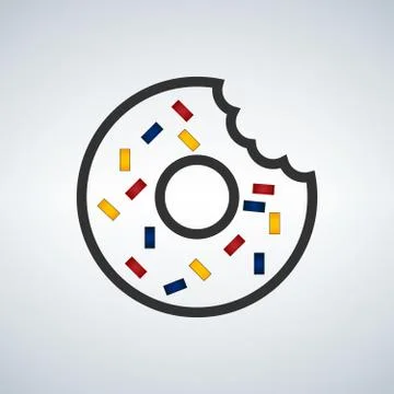 Vector donut icon. Sugar donut illustration. Donut with topping. Donut for ba Stock Illustration