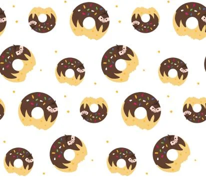Vector donut sloth pattern イラスト素材
