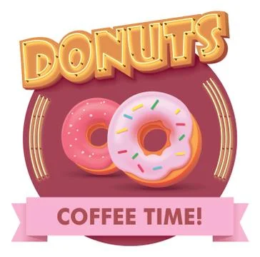 Vector donuts illustration or label for menu Illustrazione stock