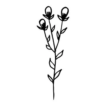 Vector doodle abstract flower silhouette, floral element Stock Illustration