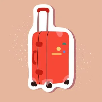 Vector doodle baggage sticker. Isolated luggage with white contour on beige Illustrazione stock
