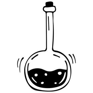 Vector doodle bottle of magic potion. Hand drawn illustration. Stock Illustration