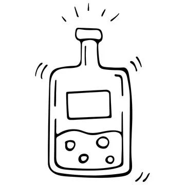 Vector doodle bottle of magic potion. Hand drawn illustration Stock Illustration