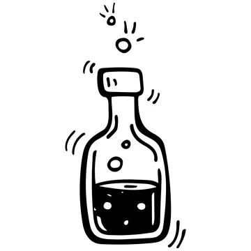 Vector doodle bottle of magic potion. and drawn illustration Stock Illustration
