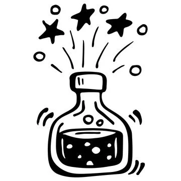 Vector doodle bottle of magic potion. and drawn illustration Stock Illustration