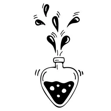 Vector doodle bottle of magic potion. Hand drawn illustration Stock Illustration