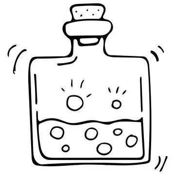 Vector doodle bottle of magic potion. Hand drawn illustration Stock Illustration