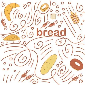 Vector doodle on a bread theme. Illustrazione stock