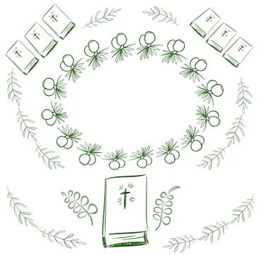 Vector doodle card olive frame with Bible Stock Illustration
