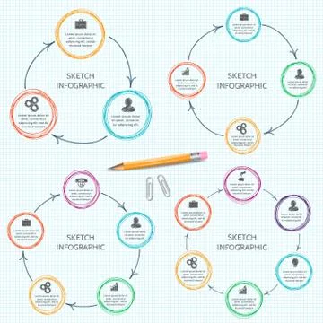 Vector doodle circle elements for infographic. Stock Illustration