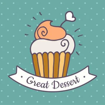 Vector doodle cupcake Stock Illustration