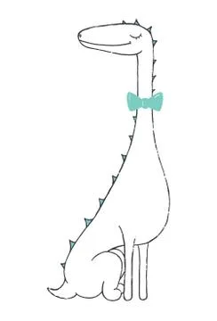 Vector doodle of cute elegant dino Stock Illustration
