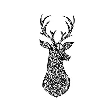 Vector Doodle Deer Silhouette Stock Illustration