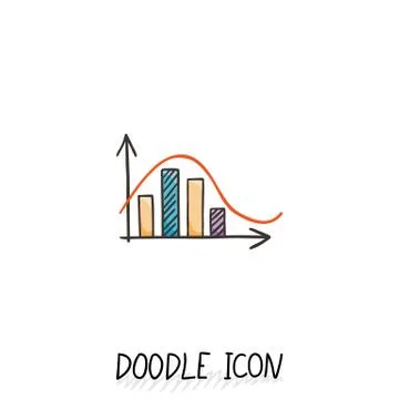 Vector doodle diagram icon. Chart with columns Stock Illustration