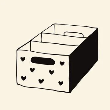 Vector doodle of a divided storage box or cleaning caddy with heart patterns Stock Illustration