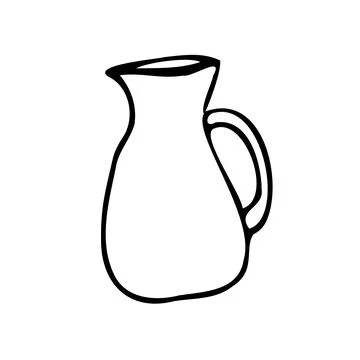 Vector doodle drink decanter of beer, for kitchen, café, bar, restaurant, cups o Stock-Illustration