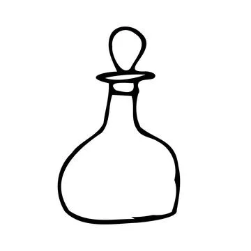 Vector doodle drink decanter of beer, for kitchen, café, bar, restaurant, cups o Stock Illustration