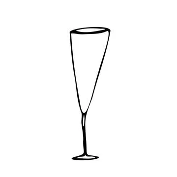 Vector doodle drink glass of wine, for kitchen, café, bar, restaurant, cups of t Stock Illustration