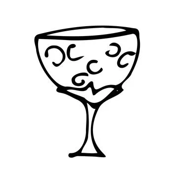 Vector doodle drink glass of wine, for kitchen, café, bar, restaurant, cups of t Stock-Illustration