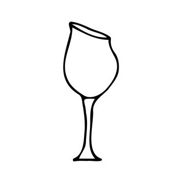 Vector doodle drink glass of wine, for kitchen, café, bar, restaurant, cups of t Stock Illustration