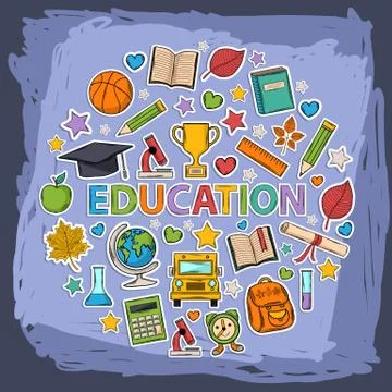 Vector doodle education set Stock Illustration